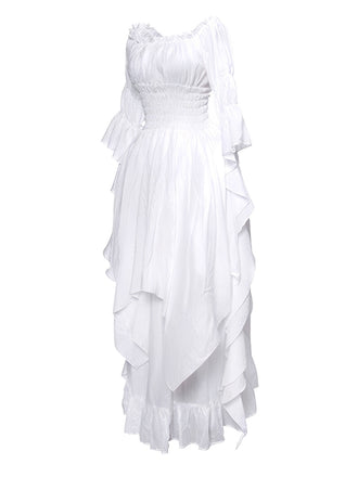 Robe gothique manches cloche et ourlet irrégulier des années 1980