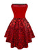 Robe et cape en velours rouge en dentelle et paillettes années 1980