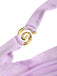 Robe violette dos nu à volants et détails métalliques années 60