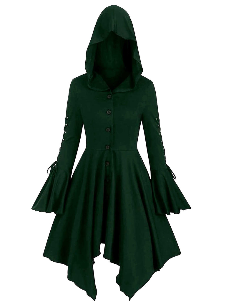 Veste longue punk gothique violette à capuche années 1980