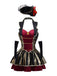 Robe de capitaine pirate Halloween en velours rouge vin des années 1970