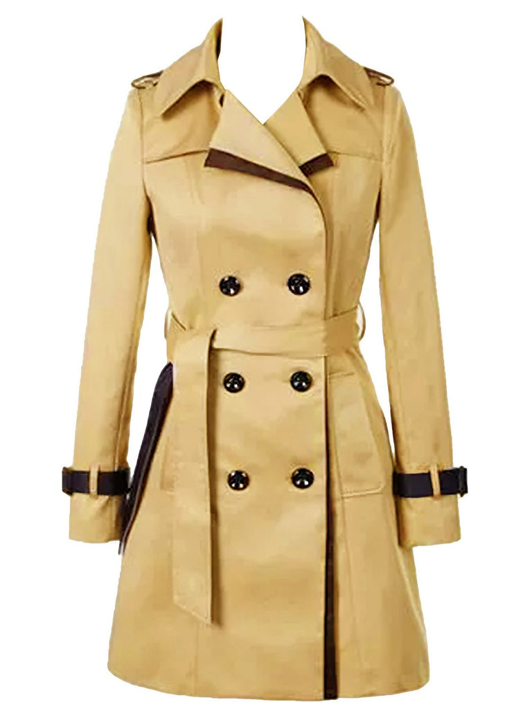 Trench-coat croisé à blocs de couleurs des années 1970