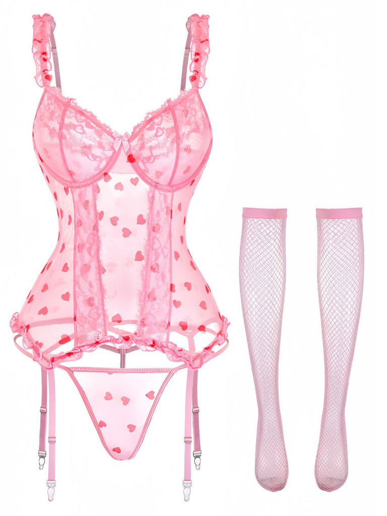 [Prévente] Body De Nuit Dentelle Cœur Transparent Année 1980