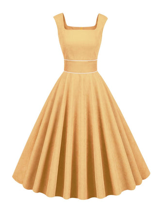 Robe Vintage Solide en Velours Côtelé des Années 1950 Cocktail Pin-up 9