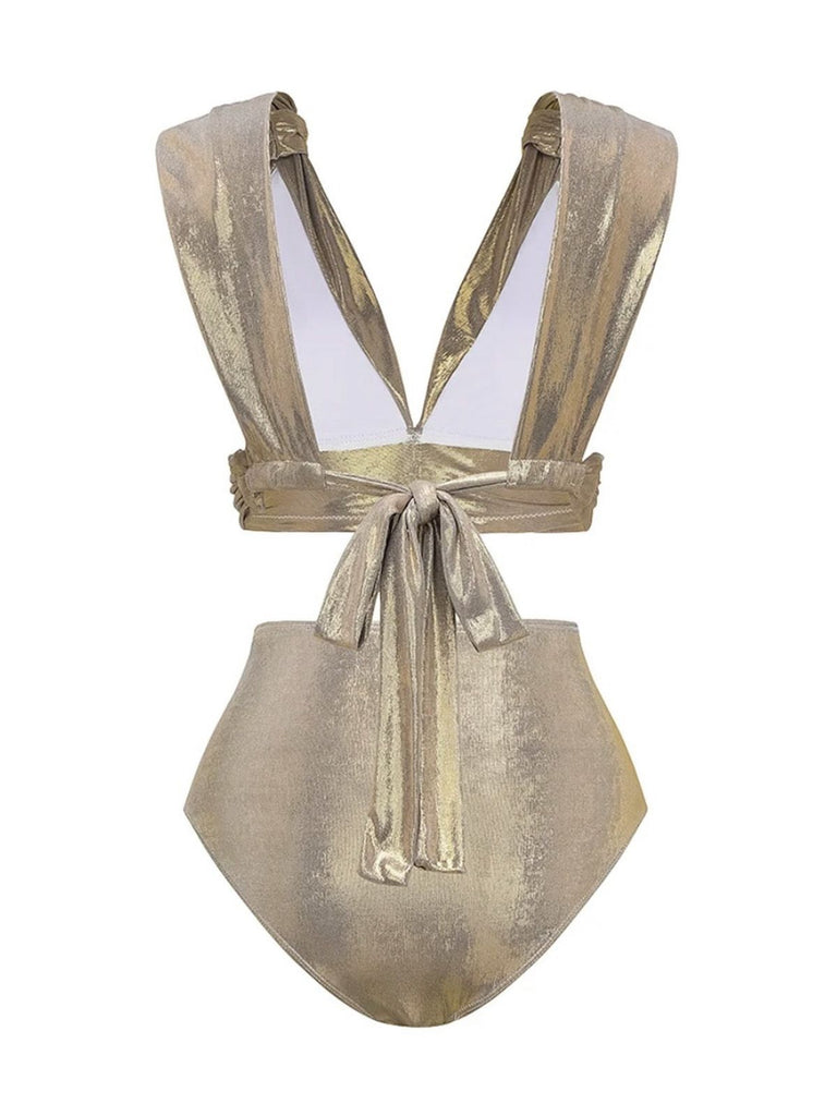 5PCS Ensemble bikini doré métallisé inspiré de l'Égypte antique années 1980