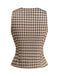 2PCS Gilet et jupe plissés à carreaux vichy marron des années 1960