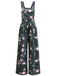 Combinaison pantalon large à imprimé floral vert années 1940