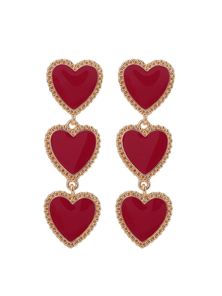 Boucles d'oreilles pendantes triple cœur pour la Saint-Valentin