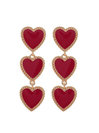 Boucles d'oreilles pendantes triple cœur pour la Saint-Valentin