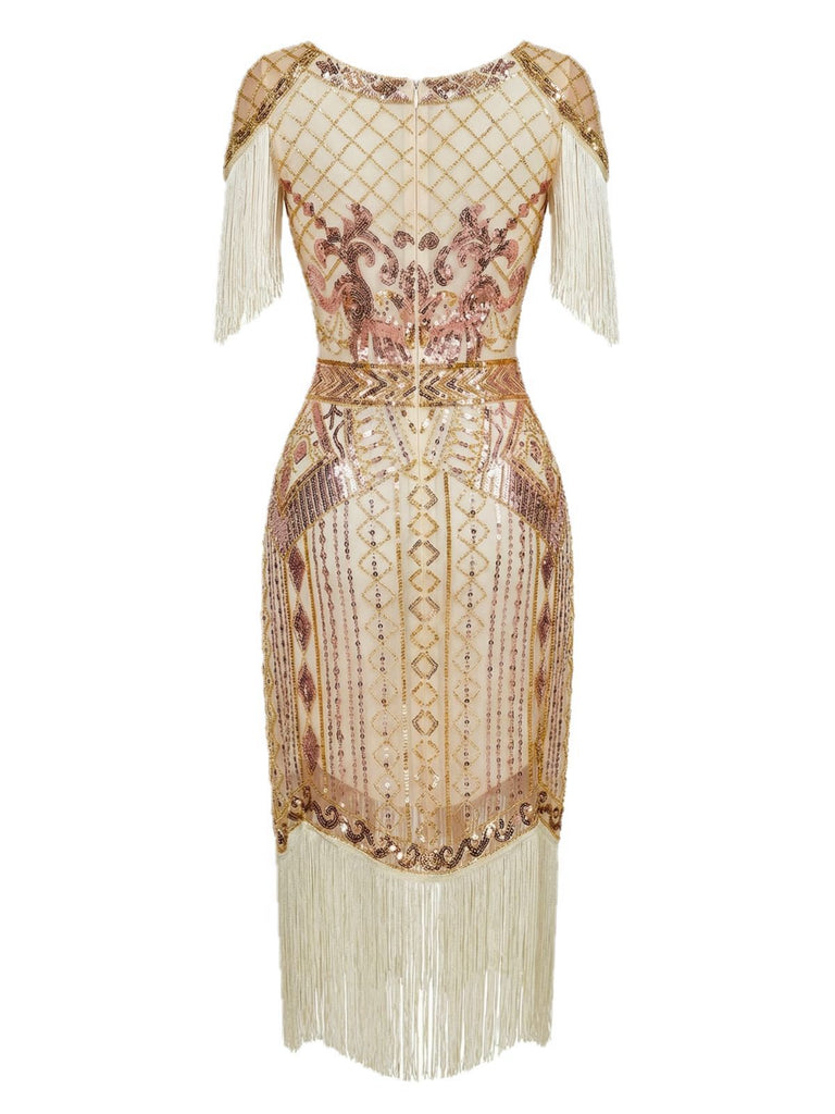Robe Charleston à franges et sequins années 1920