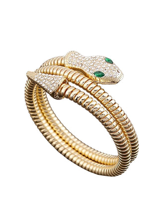 Bracelet jonc vintage en alliage avec strass et serpent