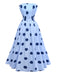 Robe Bleue Pois Sans Bretelles Plissée Années 1940