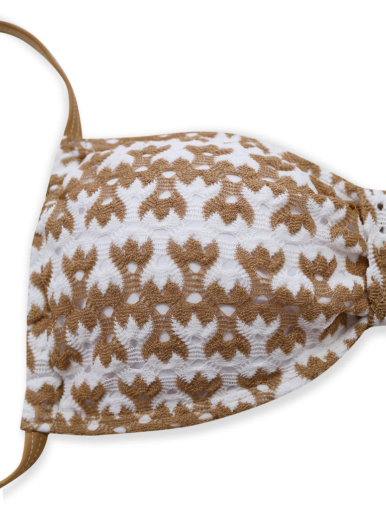 3PCS Kaki Crochet Ajouré Ensemble Bikini & Cache-Maillot Années 1950 5