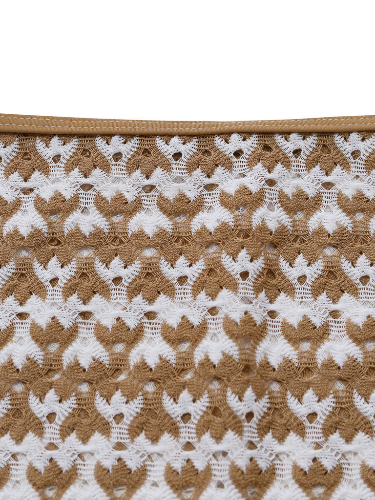 3PCS Kaki Crochet Ajouré Ensemble Bikini & Cache-Maillot Années 1950 7