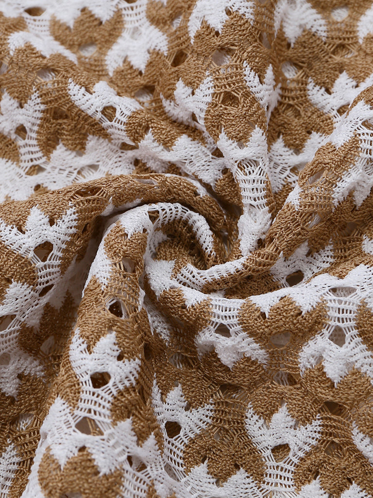 3PCS Kaki Crochet Ajouré Ensemble Bikini & Cache-Maillot Années 1950 8