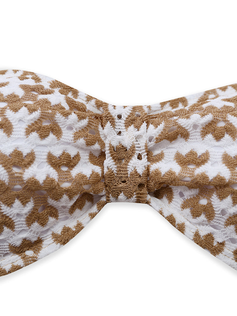 3PCS Kaki Crochet Ajouré Ensemble Bikini & Cache-Maillot Années 1950 4