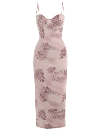 Robe à bretelles spaghetti et imprimé léopard des années 1930