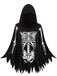 Cape à capuche imprimée squelette Halloween années 1970