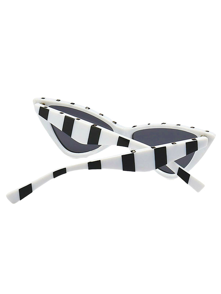 Lunettes de soleil œil de chat classiques à rayures vintage