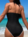 Maillot de bain une pièce noir à dos nu bordure festonnée années 1950