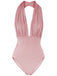 Maillot de Bain Une Pièce Rétro Décolleté Plongeant Rouge