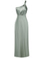Robe de soirée une épaule en satin uni des années 1940