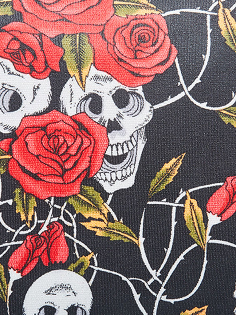 Sac à main vintage punk imprimé tête de mort et rose