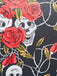 Sac à main vintage punk imprimé tête de mort et rose