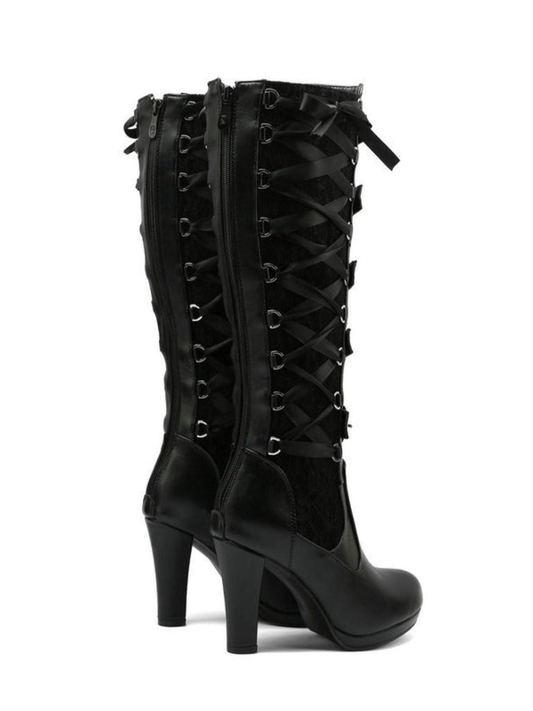 Bottines à lacets noires style punk vintage talons hauts