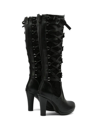 Bottines à lacets noires style punk vintage talons hauts