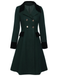 Manteau à Boutons Uni Vert Foncé Années 1950 5