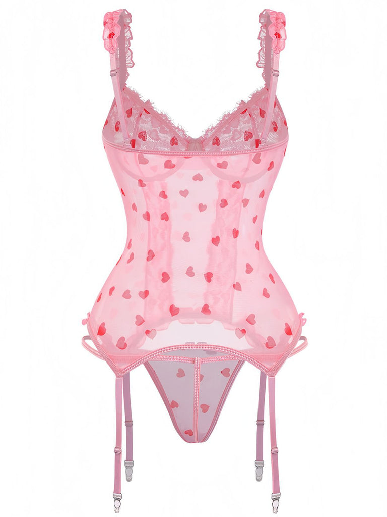 [Prévente] Body De Nuit Dentelle Cœur Transparent Année 1980