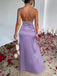 Robe asymétrique en satin fendue et froncée années 1960
