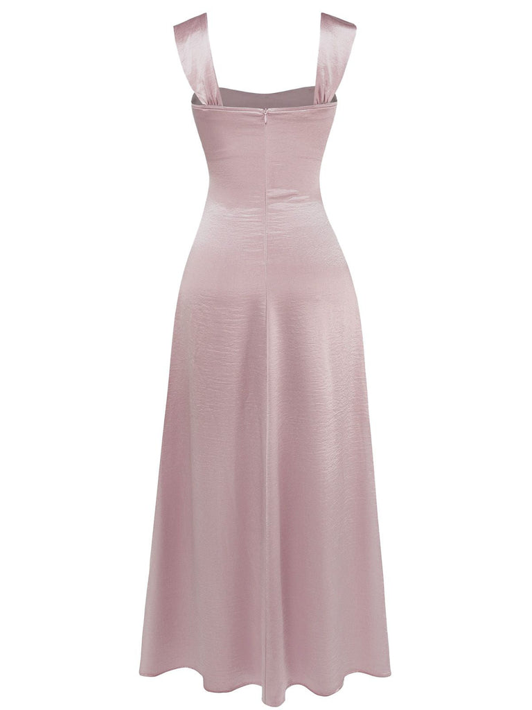 Robe maxi satin bretelles larges strass 1930s