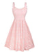 [Prévente] [Grande taille] Robe rose à fleurs en relief avec nœud papillon années 1940