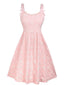 [Prévente] [Grande taille] Robe rose à fleurs en relief avec nœud papillon années 1940