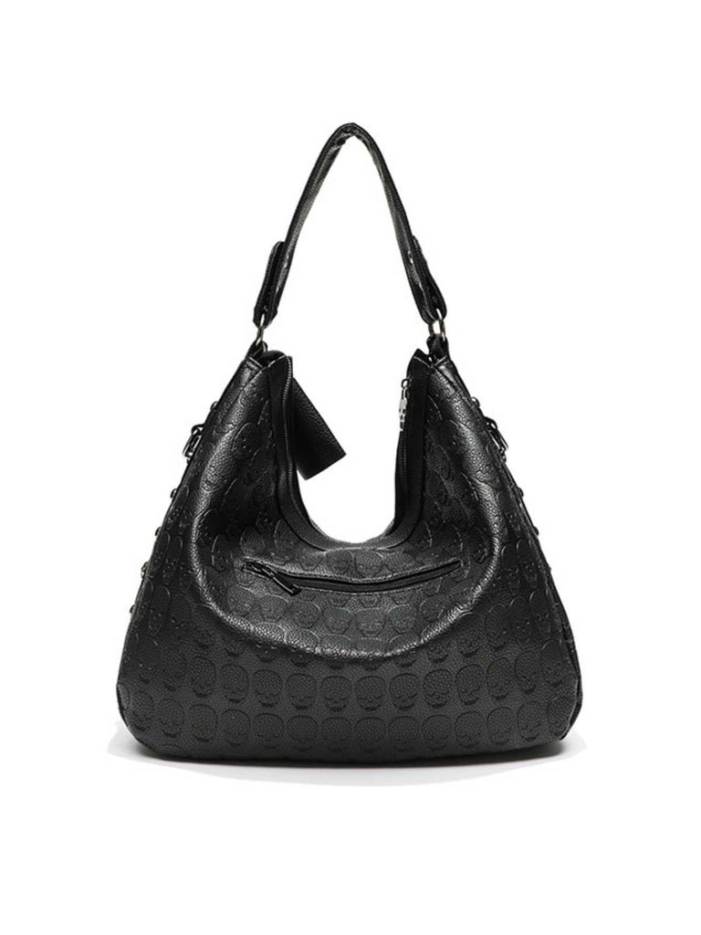 Sac hobo gothique à chaîne cloutée et tête de mort