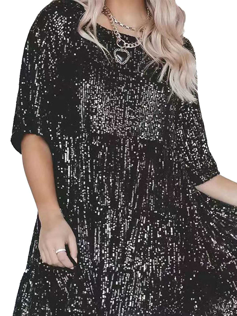 Robe babydoll paillettes et volants années 1960