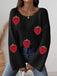 Pull Patchwork Encolure Croisée Fraises 3D Année 1940