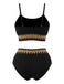 Bikini côtelé taille haute à motif zigzag années 1950
