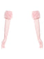Gants longs roses à bordure en fausse fourrure