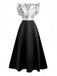 Robe à fleurs et manches volantées à col V années 1930