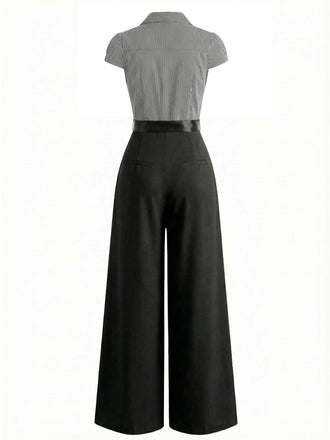 [Prévente] Combinaison rayée noire lacets style années 50