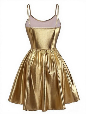 Robe de soirée à fines bretelles métallisées années 1980