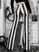Pantalon évasé noire et blanche à rayures verticales années 1970