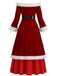 Robe de Noël rouge en velours et fausse fourrure des années 1930