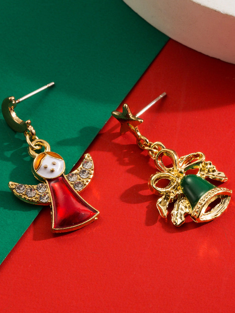 Boucles d'oreilles pendantes ange clochette de Noël flocon de neige