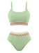 Bikini côtelé taille haute à motif zigzag années 1950