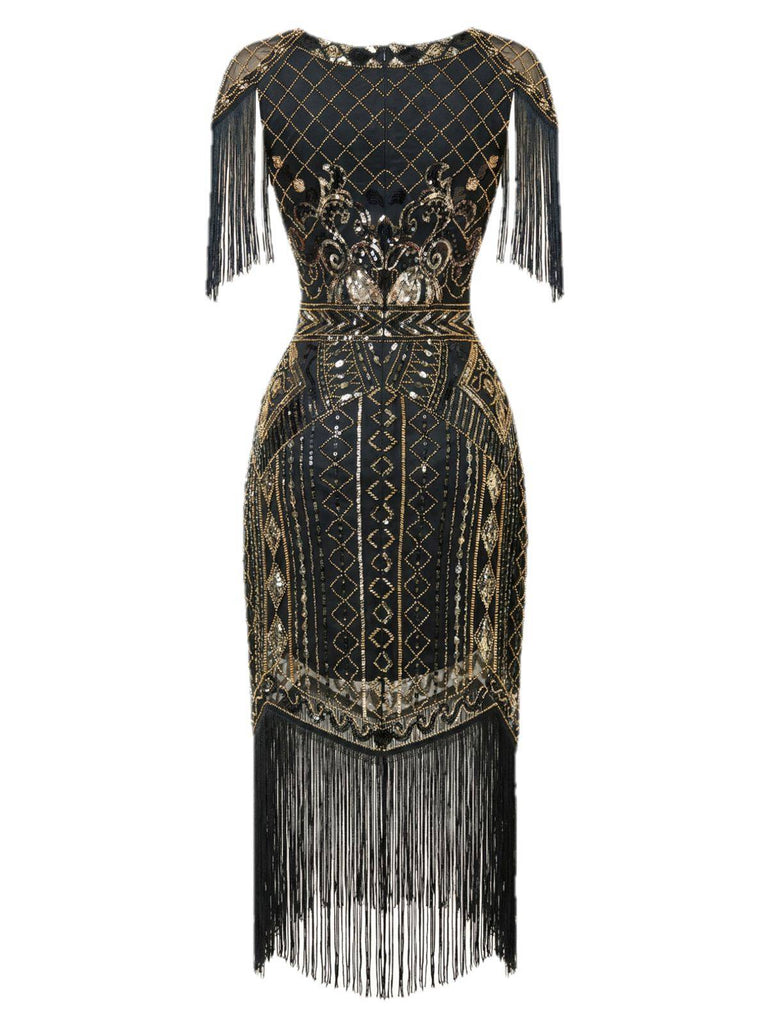 Robe Charleston à franges et sequins années 1920