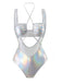 Maillot de bain une pièce métallisé à découpes et décolleté dos nu années 1970